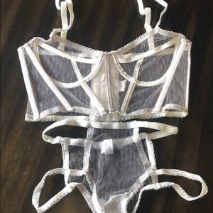 Sheer, White lingerie set